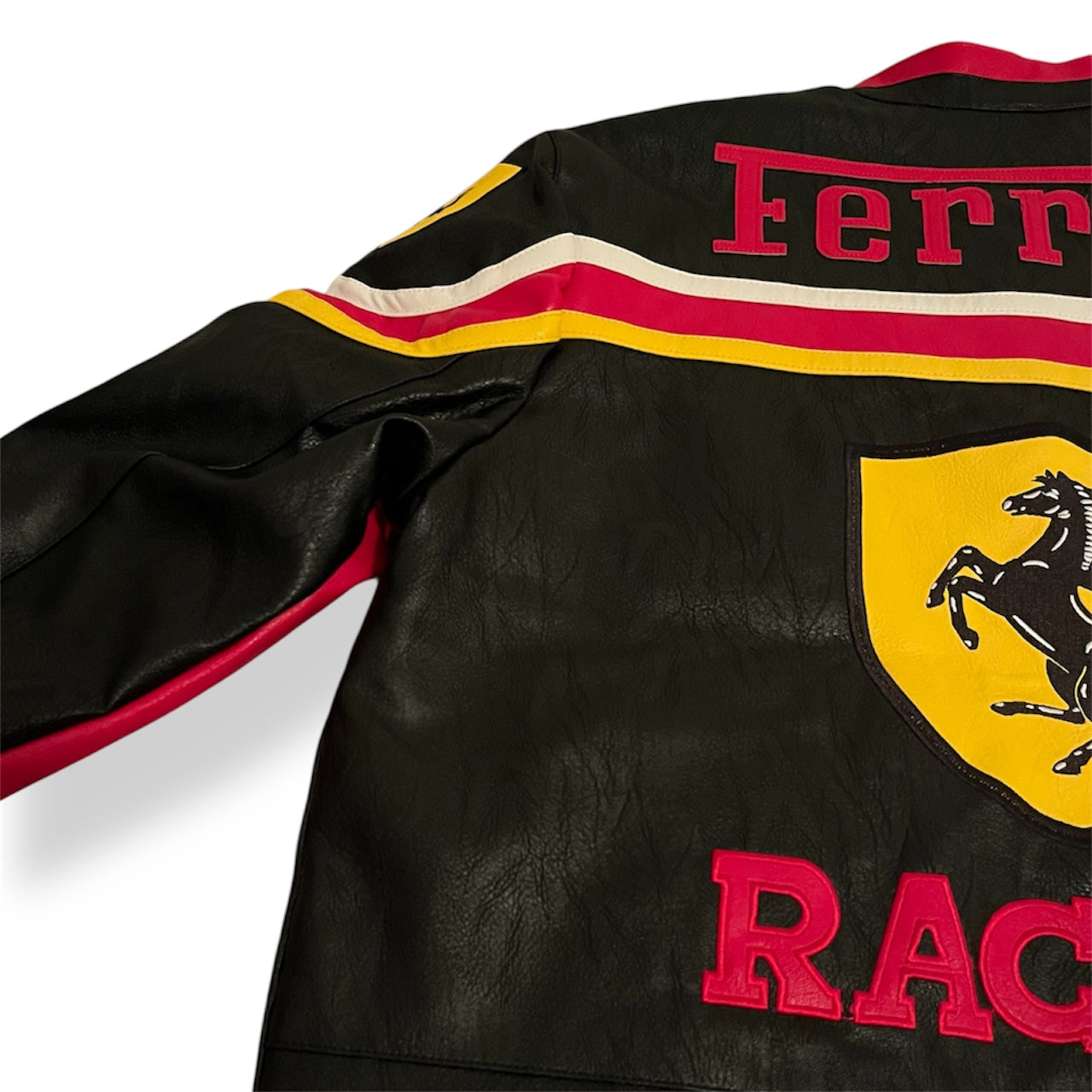 Stripe Red F1 PU Leather Jacket