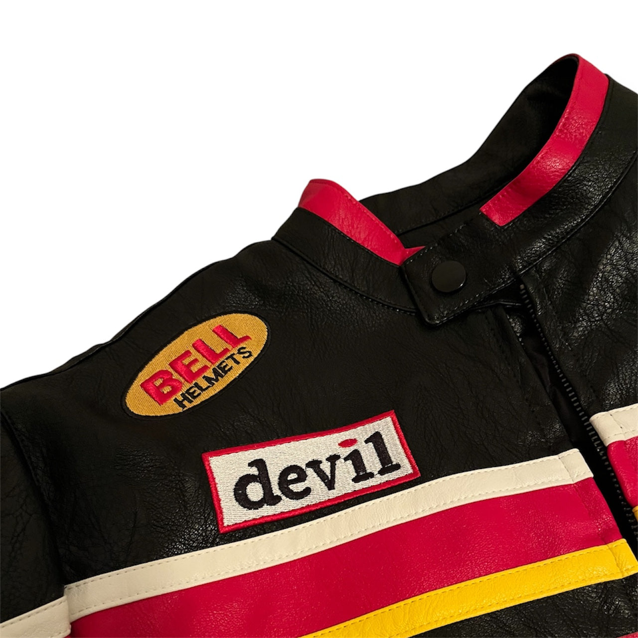 Stripe Red F1 PU Leather Jacket