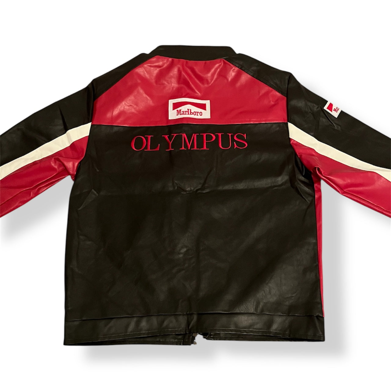 Red Black Amp PU Leather Jacket