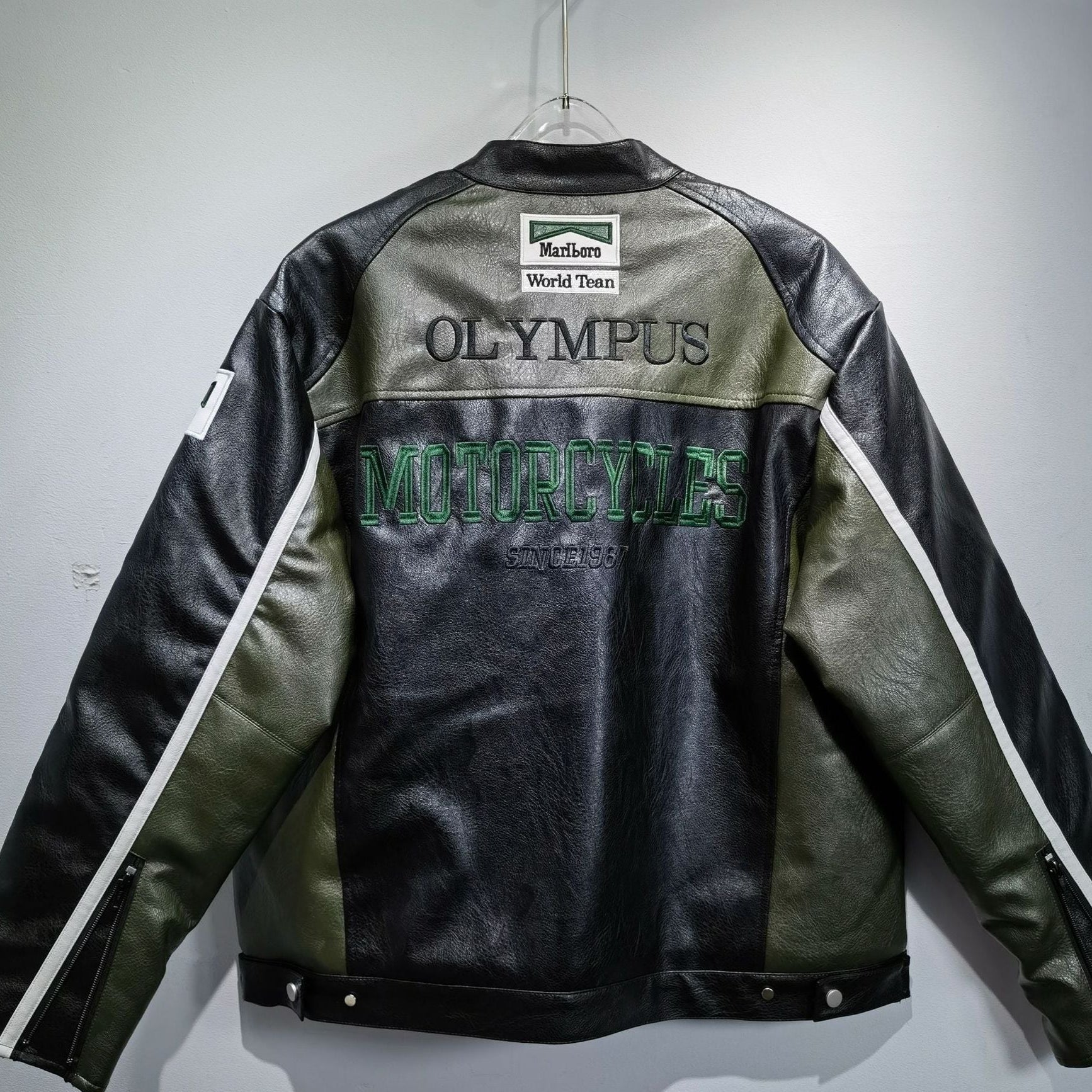 F1 Dark Green PU Leather Jacket