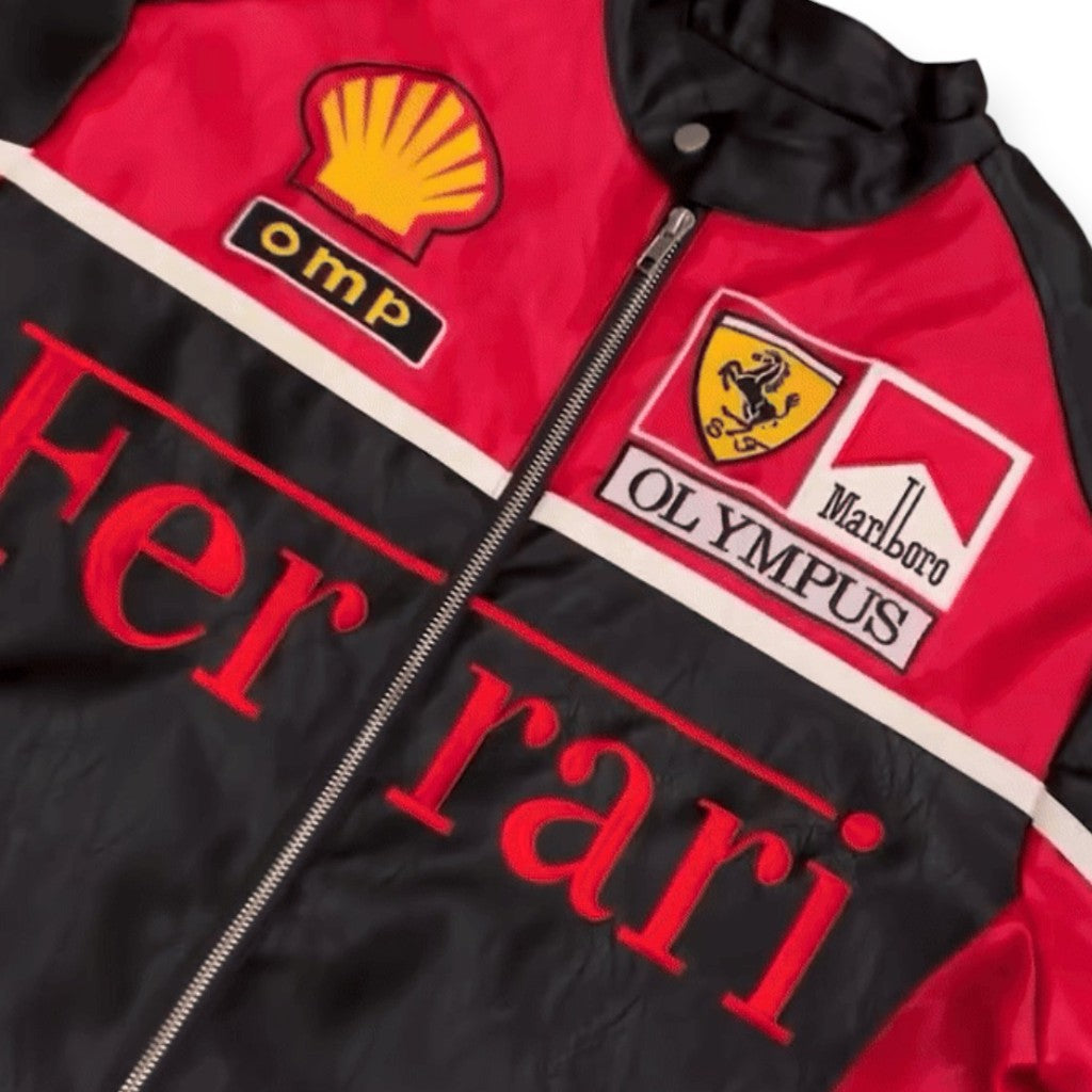 Red Black F1 PU Leather Jacket