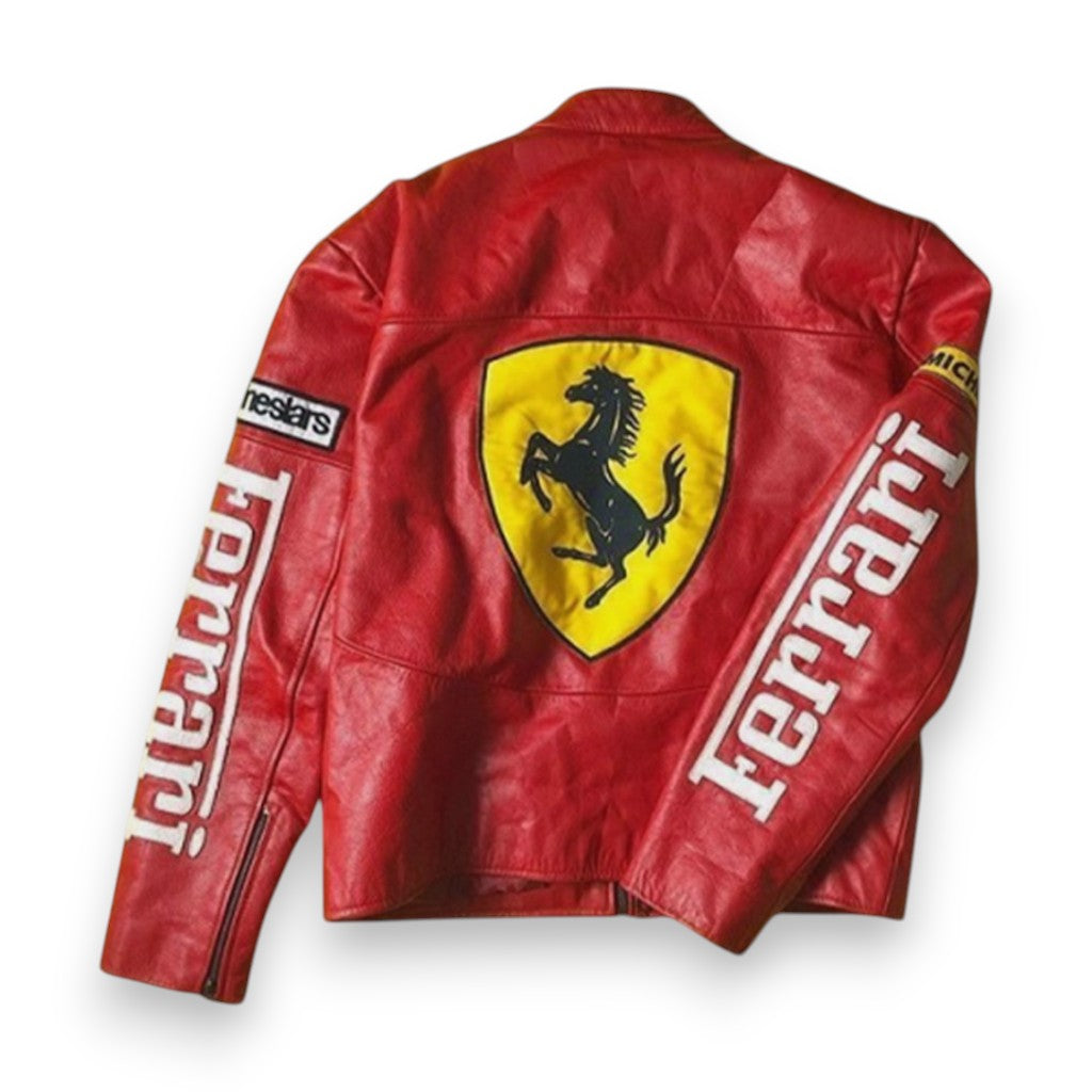 Red Yellow F1 PU Leather Jacket