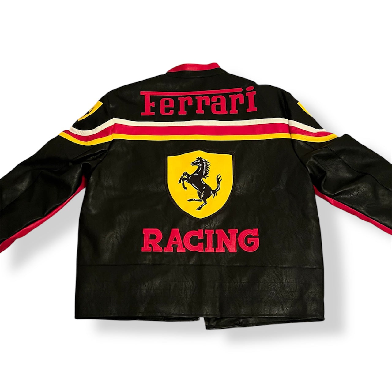 Stripe Red F1 PU Leather Jacket