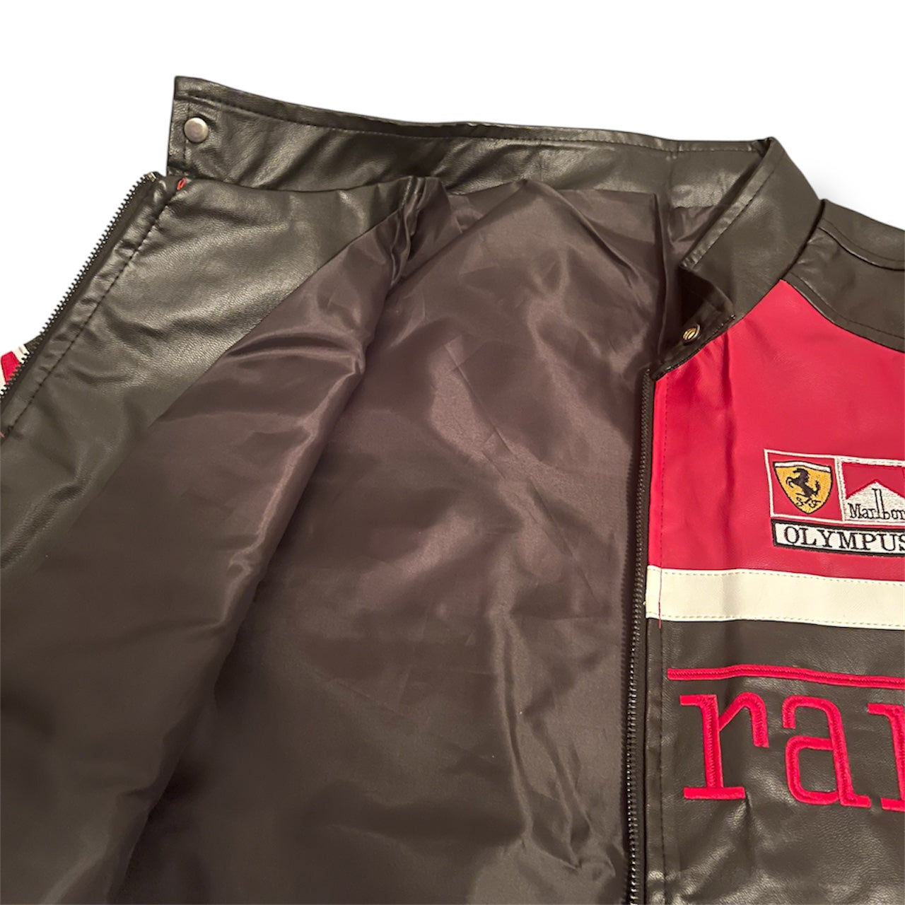 Red Black Amp PU Leather Jacket