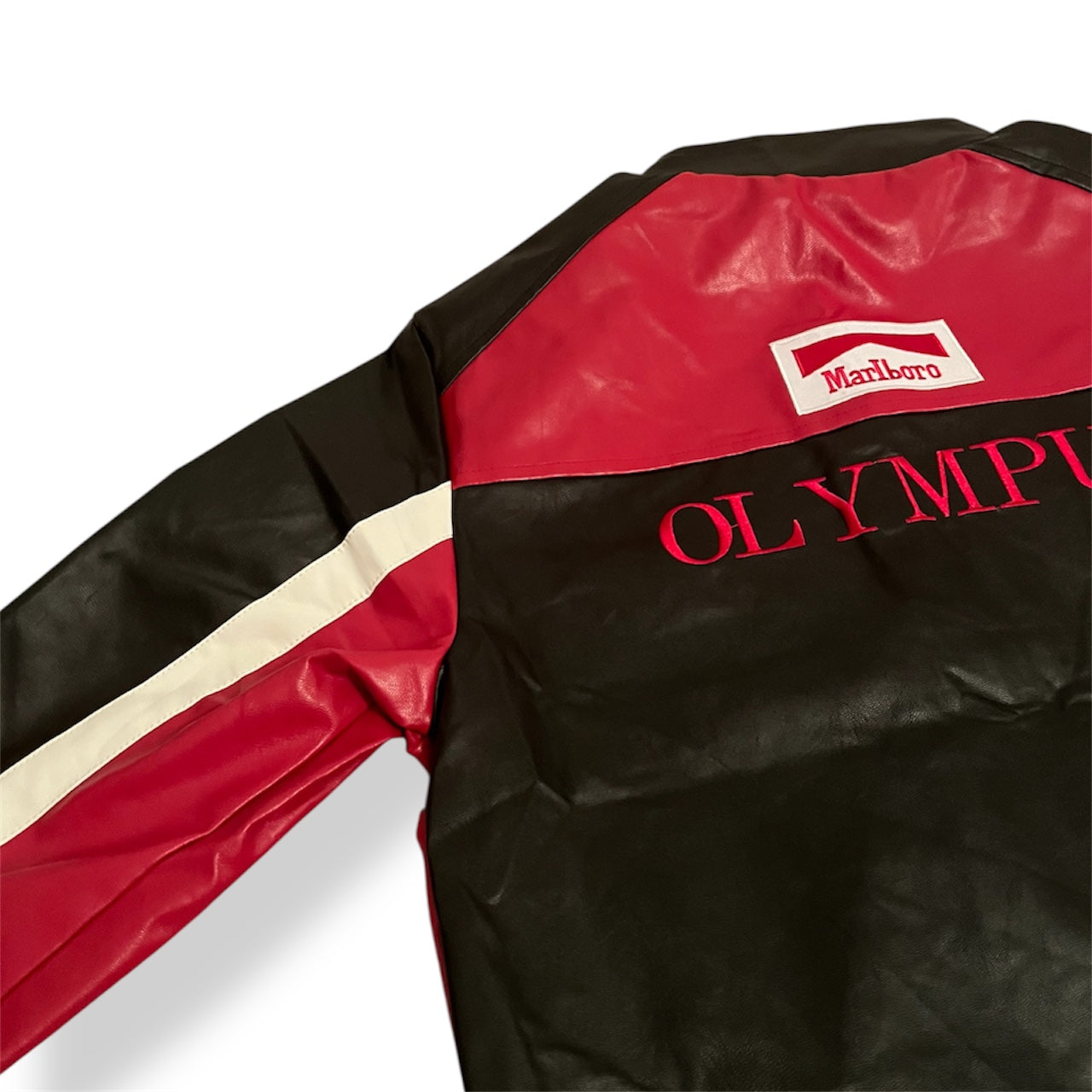 Red Black Amp PU Leather Jacket