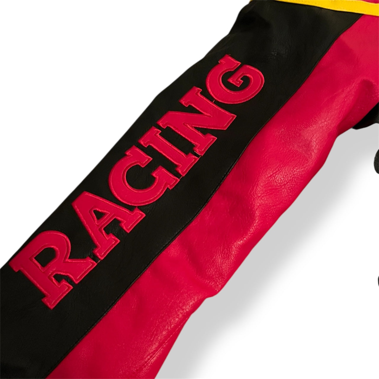 Stripe Red F1 PU Leather Jacket