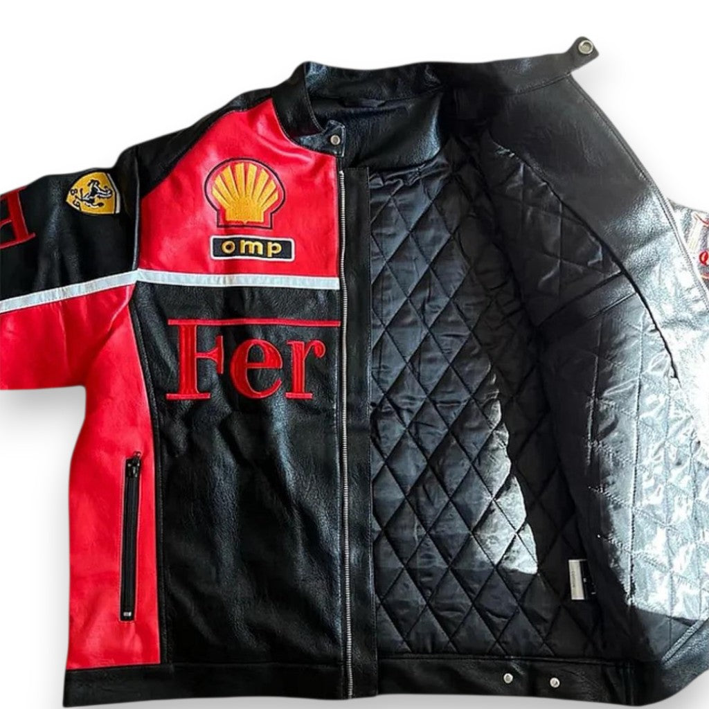 Red Black F1 PU Leather Jacket