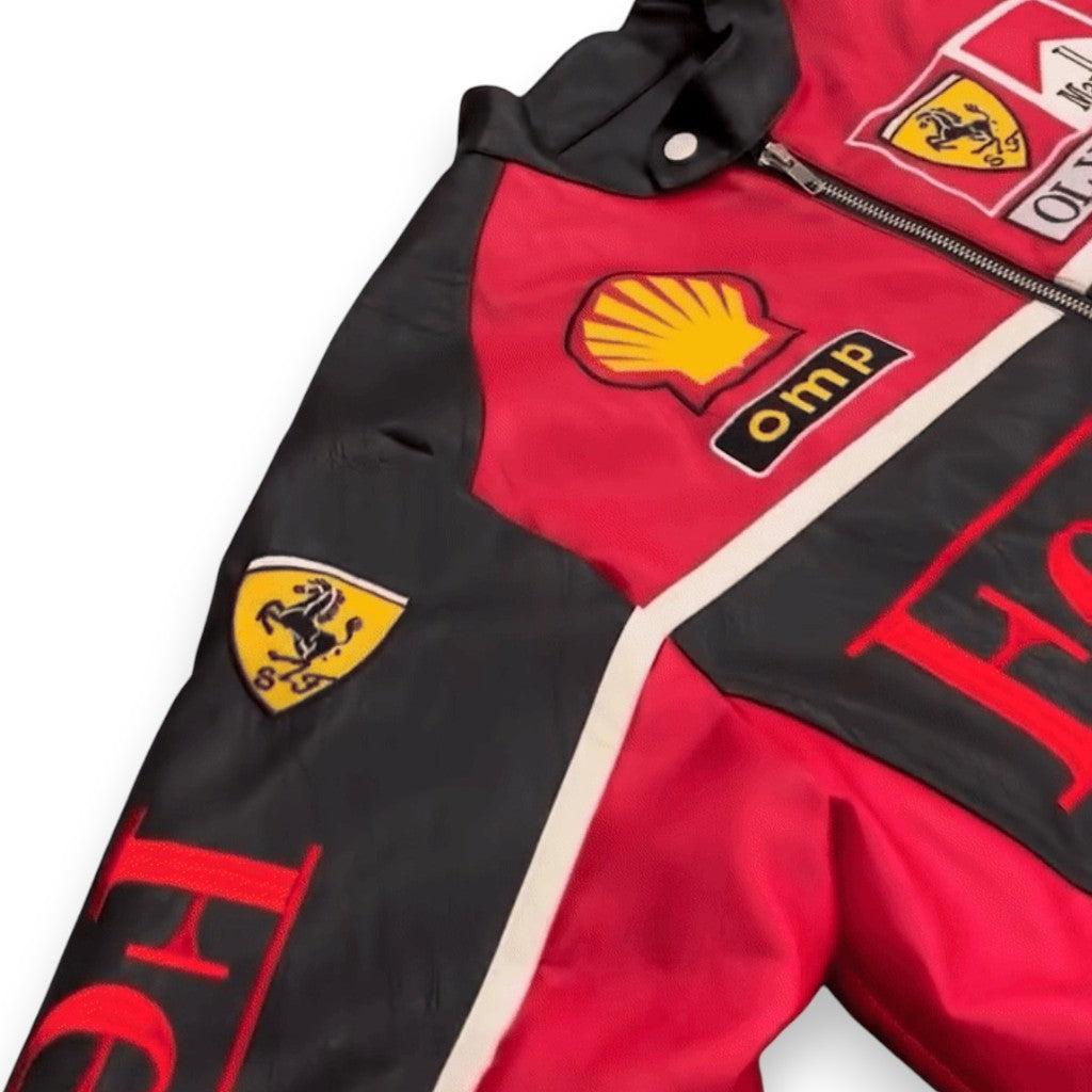 Red Black F1 PU Leather Jacket