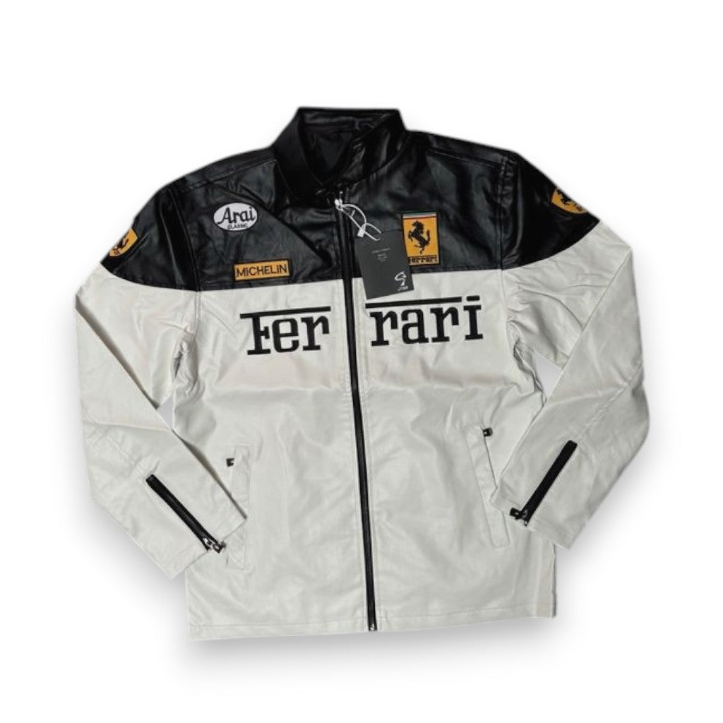 Black Red F1 PU Leather Jacket