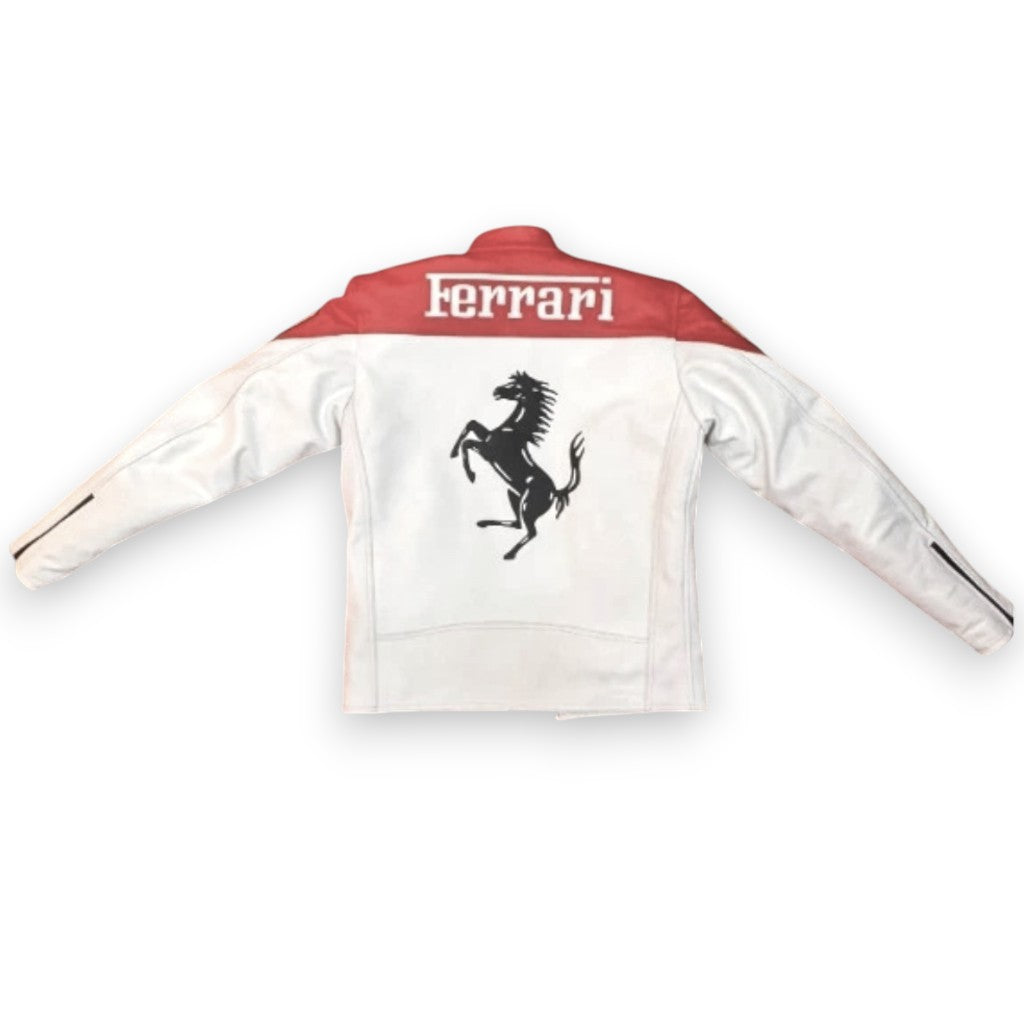 Red White F1 PU Leather Jacket