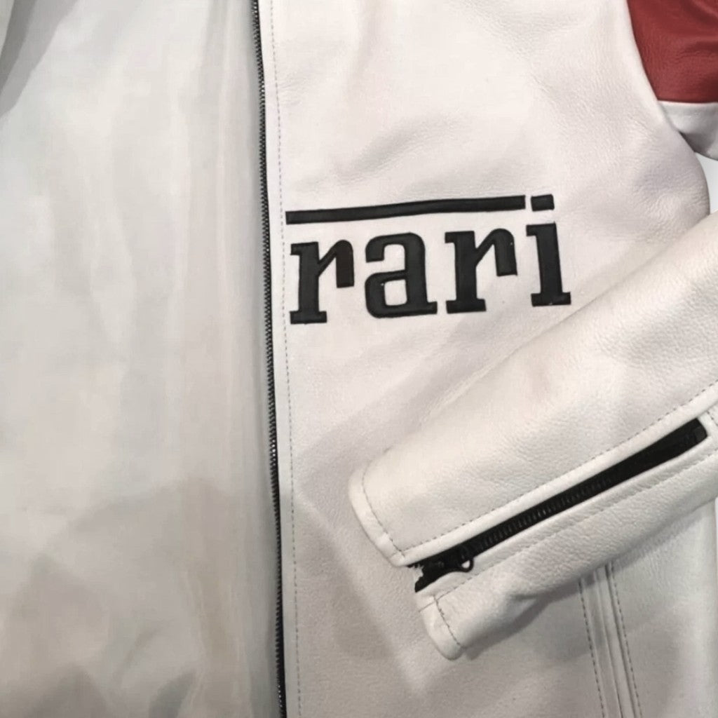 Red White F1 PU Leather Jacket