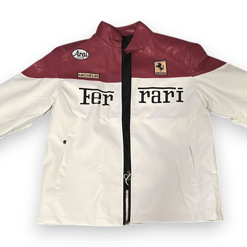Red White F1 PU Leather Jacket
