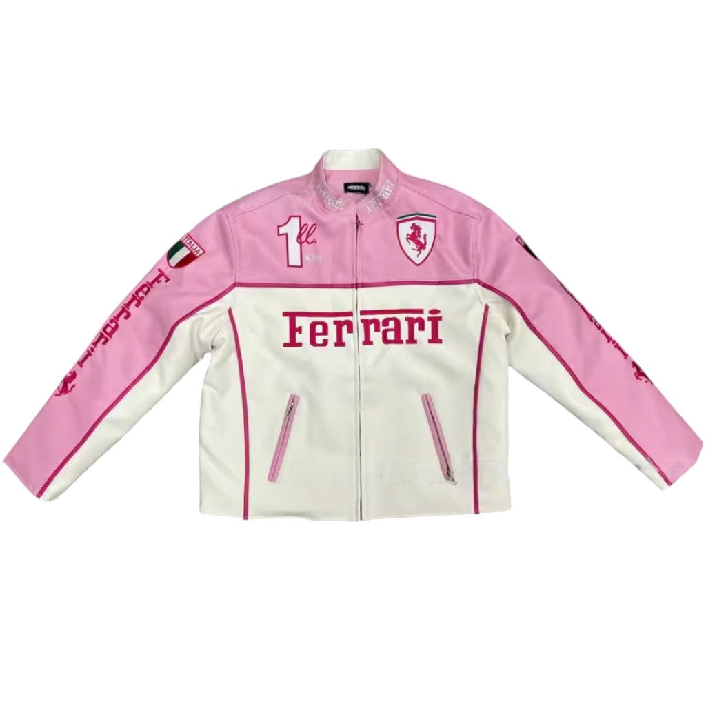 Pink PU Racing Jacket