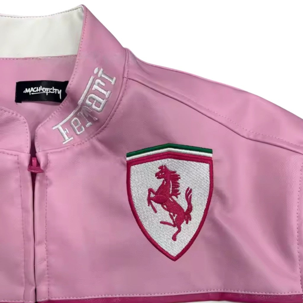 Pink PU Racing Jacket