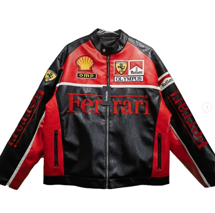 Red Black F1 PU Leather Jacket