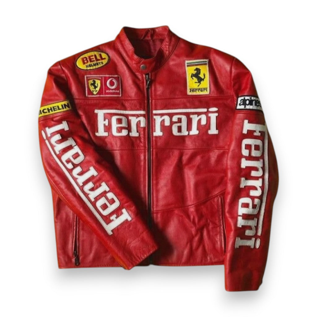Red Yellow F1 PU Leather Jacket