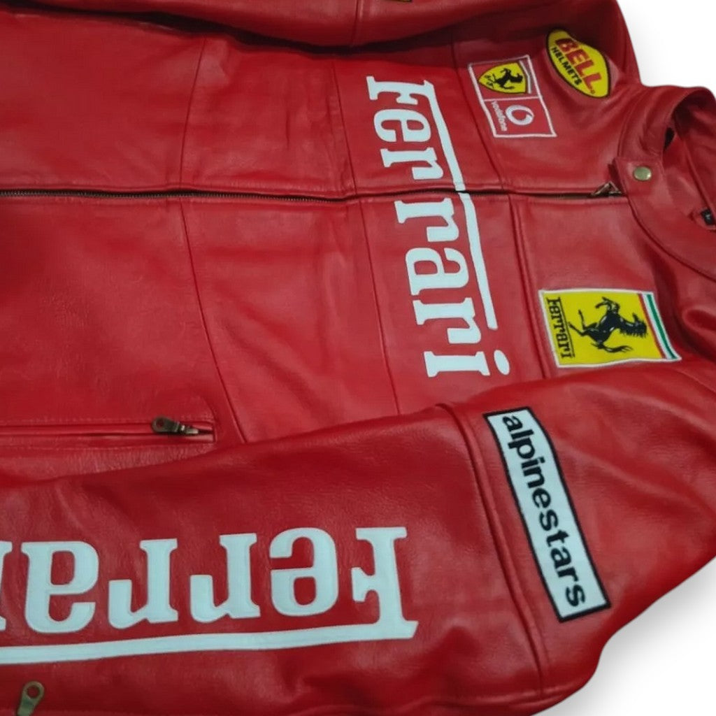 Red Yellow F1 PU Leather Jacket