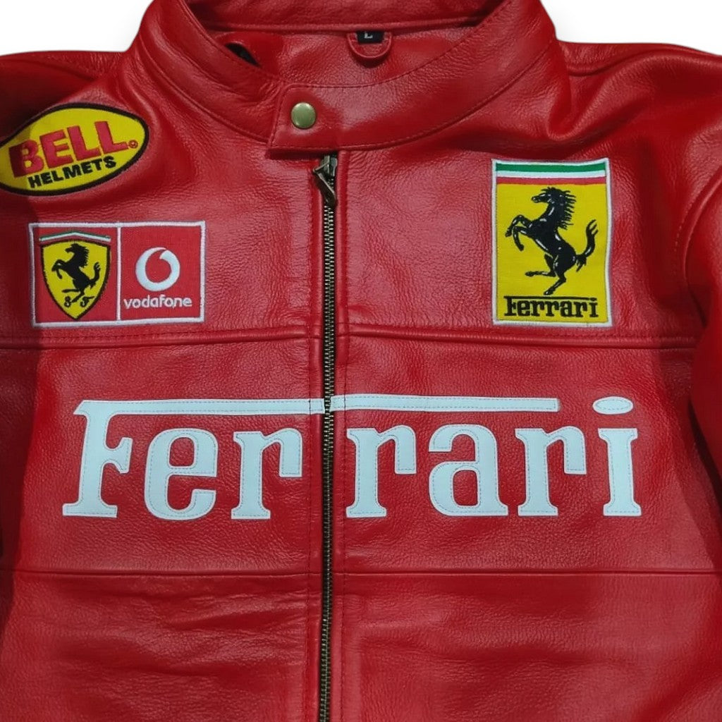 Red Yellow F1 PU Leather Jacket
