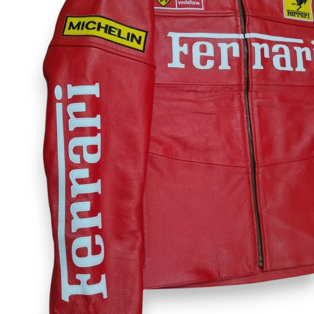 Red Yellow F1 PU Leather Jacket